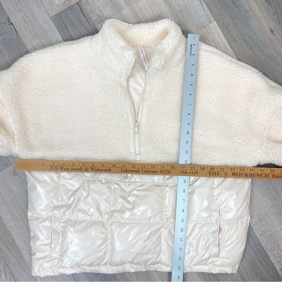 Fabletics Nelly Mixed Media Teddy Pullover Jacket Cream XL Half Zip - Picture 15 of 15